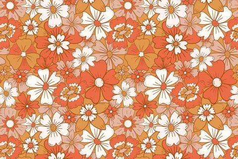Floral retro boho pattern. Flower Power. Hippie pattern of the sixties. Summer Stock Illustration
