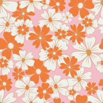 Floral retro boho pattern. Flower Power. Hippie pattern of the sixties. Summer Stock Illustration