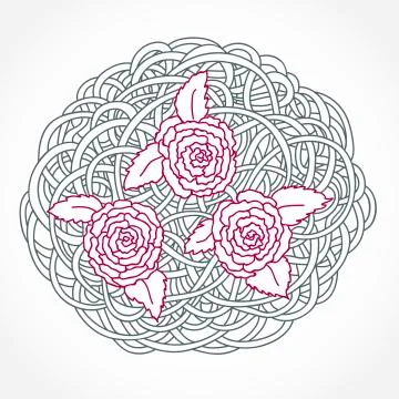 Floral Rose Round Composition Stock Illustration