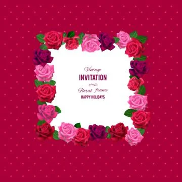 Floral roses frame Stock Illustration