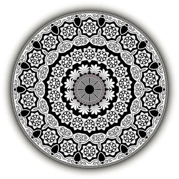 Floral rosette. Round mandala pattern. Greek style ornamental background. Dec Illustrazione stock
