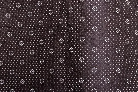 Floral round fabric pattern with dots brown color 스톡 사진