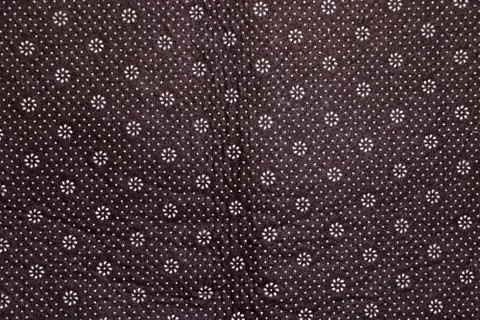 Floral round fabric pattern with dots brown color Stock Photos