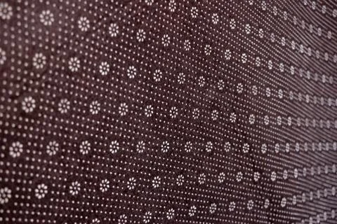 Floral round fabric pattern with dots brown color 스톡 사진
