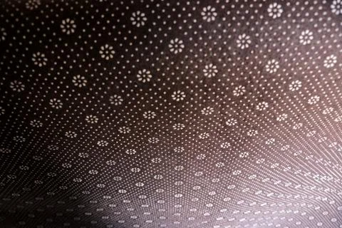 Floral round fabric pattern with dots brown color 写真素材