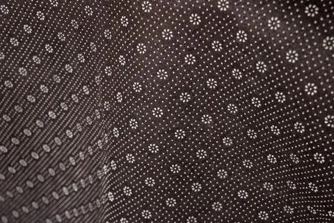 Floral round fabric pattern with dots brown color 스톡 사진