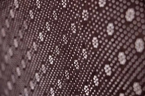 Floral round fabric pattern with dots brown color Stock Photos