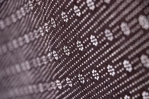 Floral round fabric pattern with dots brown color 스톡 사진