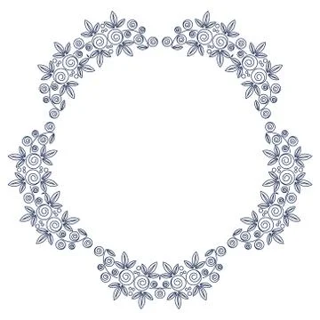 Floral round frame. Stock Illustration