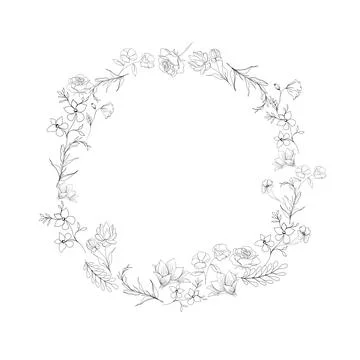 Floral round frame template for design. Stock Illustration