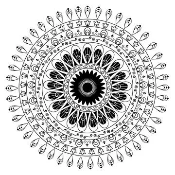 Floral Round Lace Mandala Pattern Design. Illustrazione stock