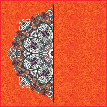 Floral round pattern in ukrainian oriental ethnic style Stock Illustration