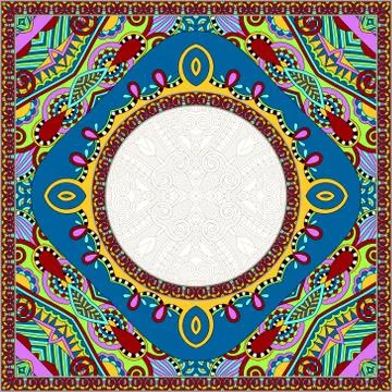 Floral round pattern in ukrainian oriental ethnic style for your Stock Illustration