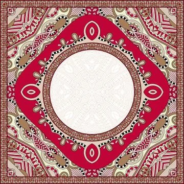 Floral round pattern in ukrainian oriental ethnic style for your Stock Illustration