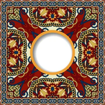 Floral round pattern in ukrainian oriental ethnic style Stock Illustration