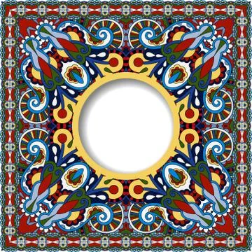 Floral round pattern in ukrainian oriental ethnic style イラスト素材
