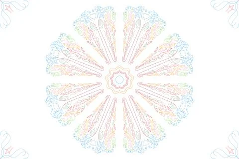 Floral Rounded Outlined Mandala Design Stock Illustration