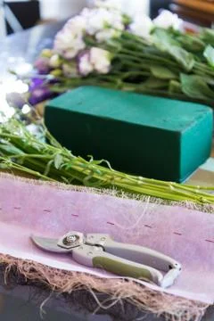 Floral scissors Stock Photos