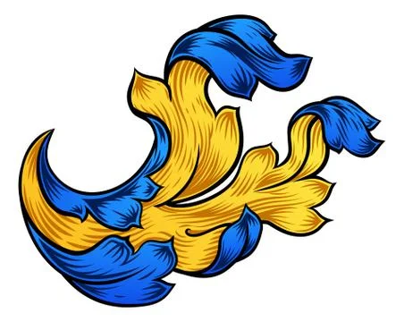 Floral Scroll Pattern Filigree Heraldry Design Stock Illustration