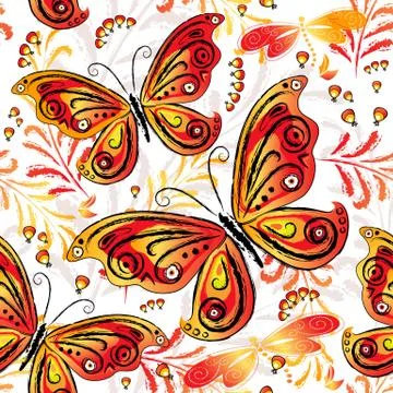 Floral seamless autumn pattern Stock Illustration