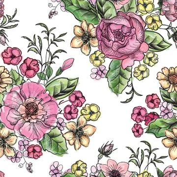 Floral seamless background. Flower pattern. Stock Illustration