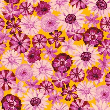 Floral seamless background. Pattern with beautiful watercolor flowers. Botanical Stock Illustration