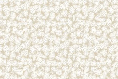 Floral seamless beautiful pattern. Vector. Leaves Beige and white ornament Stock Illustration