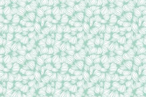 Floral seamless beautiful pattern. Vector. Leaves mint green and white ornament. Stock Illustration