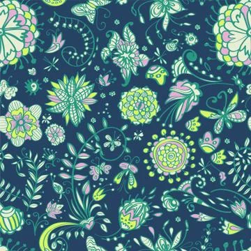 Floral seamless color pattern Stock Illustration