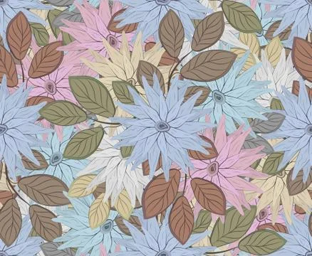 Floral Seamless Colored Pattern Stock Illustration
