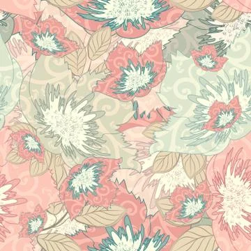 Floral Seamless Colored Pattern Illustrazione stock
