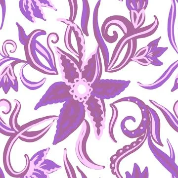 Floral seamless colourful pattern on white background Stock Illustration