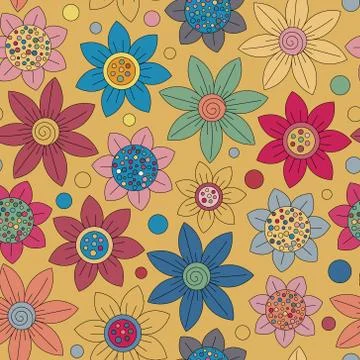 Floral seamless cute pattern simple design. Primitive flowers seamless ornament Illustrazione stock