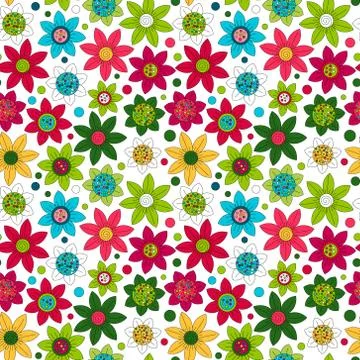 Floral seamless cute pattern simple design. Primitive flowers seamless ornament Illustrazione stock