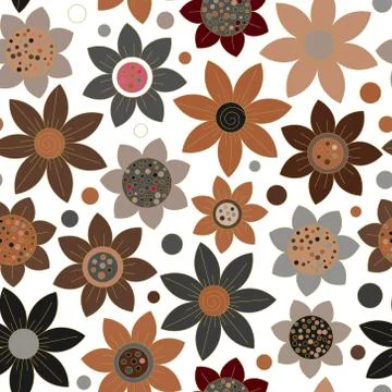 Floral seamless cute pattern simple design. Primitive flowers seamless ornament Illustrazione stock