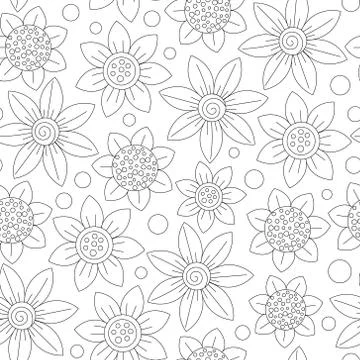 Floral seamless cute pattern simple design. Primitive flowers seamless ornament 스톡 일러스트