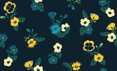 Floral seamless cute pattern in small pretty flower. Stock Illustration