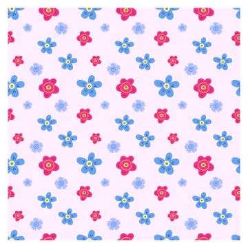 Floral seamless decorative pattern. Pink blue and blue flowers on a pale Stock Illustration