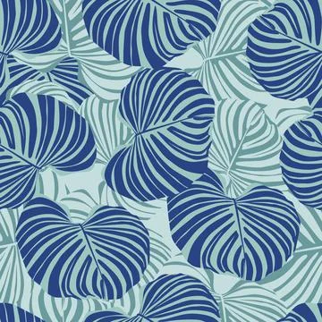 Floral seamless doodle pattern with abstract tropical leaves elements. Monste Illustrazione stock