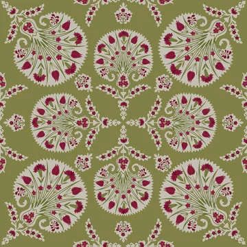 Floral seamless fabric pattern. Flourish tiled oriental ethnic background. Stock Illustration