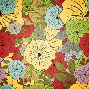 Floral Seamless Grunge Colored Pattern Stock Illustration