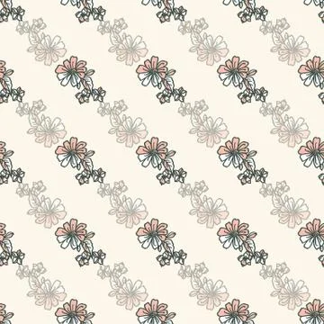 Floral seamless pattern with abstract leaves, flowers, petunias and daisies. Stock Illustration