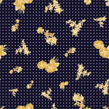 Floral seamless pattern with abstract leaves, flowers, petunias and daisies. Stock Illustration