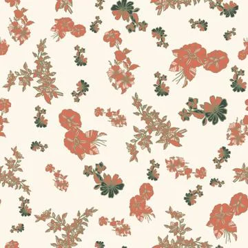 Floral seamless pattern with abstract leaves, flowers, petunias and daisies. Stock Illustration