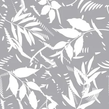 Floral seamless pattern with abstract shapes and leaves. Stock Illustration