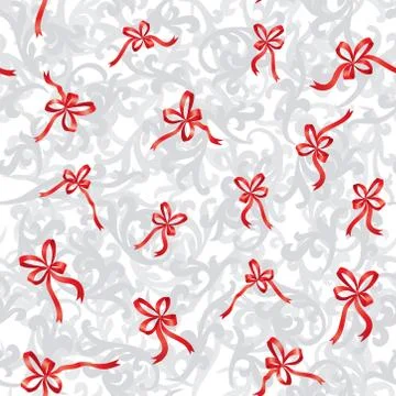 Floral seamless pattern. Abstract swirl texture. Bow ribbon backgrounds. 库存插图