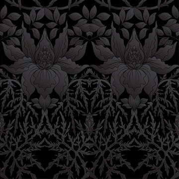 Floral Seamless pattern, background with In art nouveau style Illustrazione stock