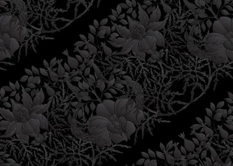 Floral Seamless pattern, background with In art nouveau style Stock Illustration