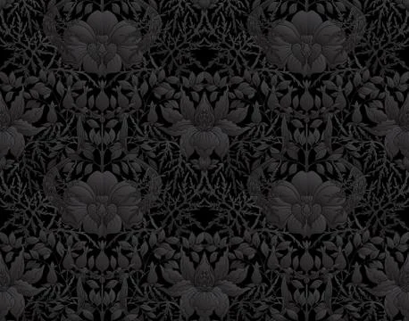 Floral Seamless pattern, background with In art nouveau style Stock Illustration