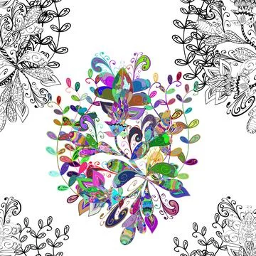Floral seamless pattern background. Flower painting vector for t shirt printing. Stock Illustration